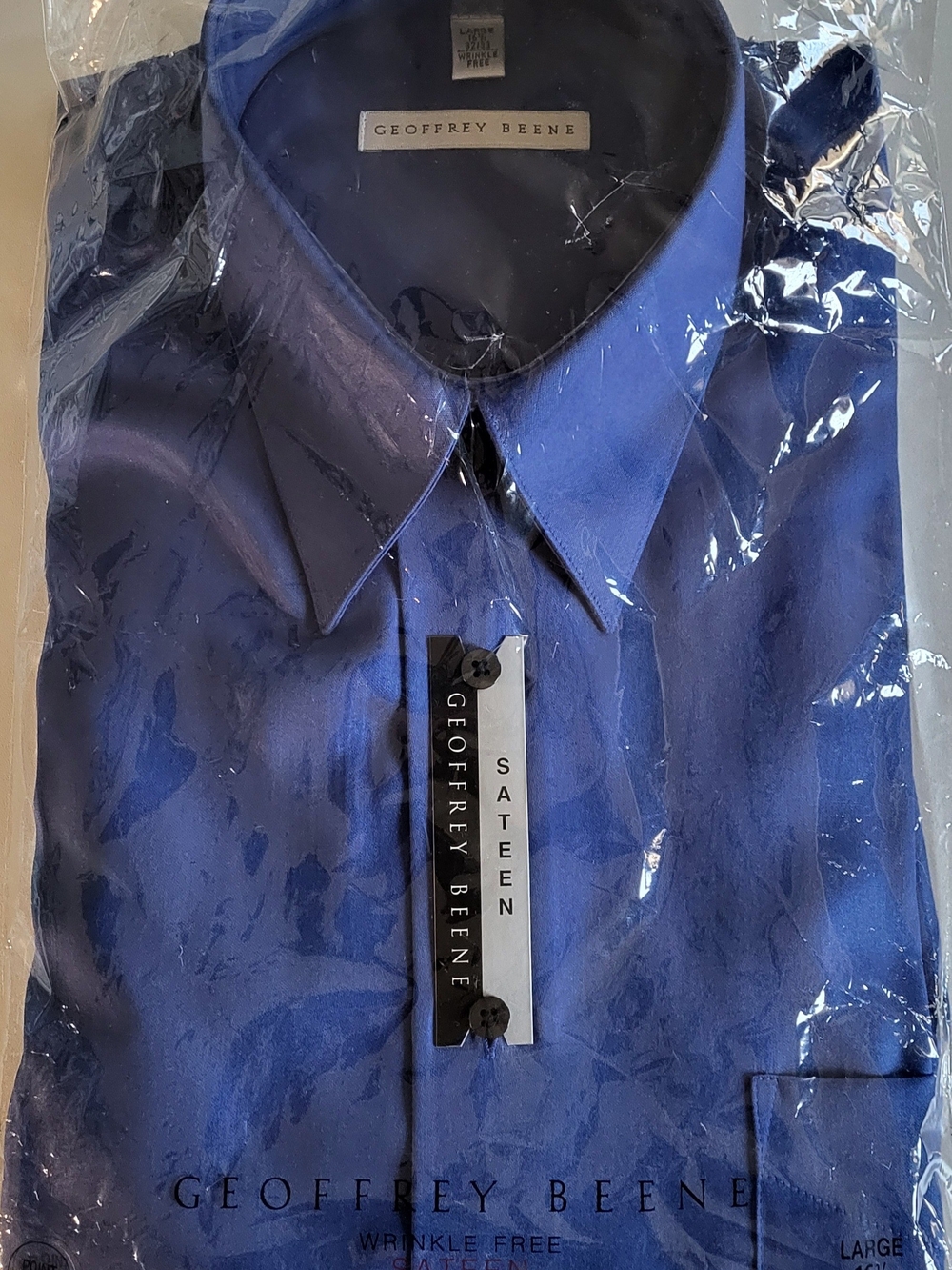 Geoffrey Beene Men’s Sateen Dress Shirt in Deep Blue